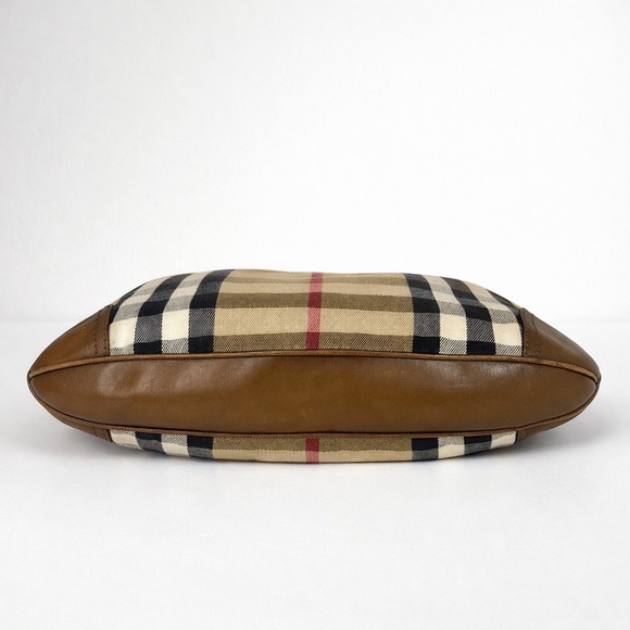 Burberry Brooke House Check Hobo Bag Tan Canvas Leather Trim - Picture 7 of 9